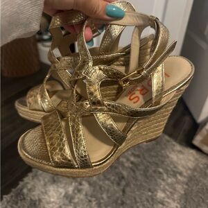 KORS Michael Kors Metallic Gold Wedges